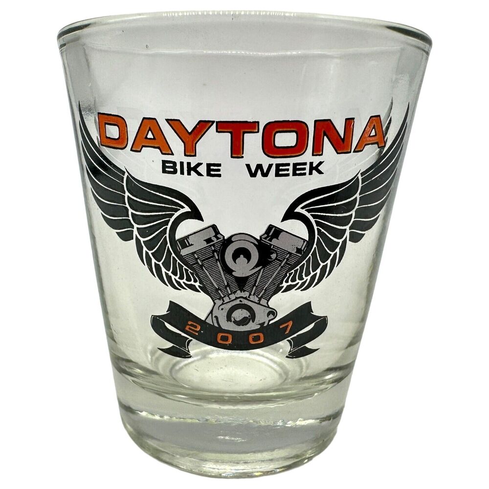 Daytona‎ Beach Bike Week Cross Motorcycle Clear Shot Glass 2007